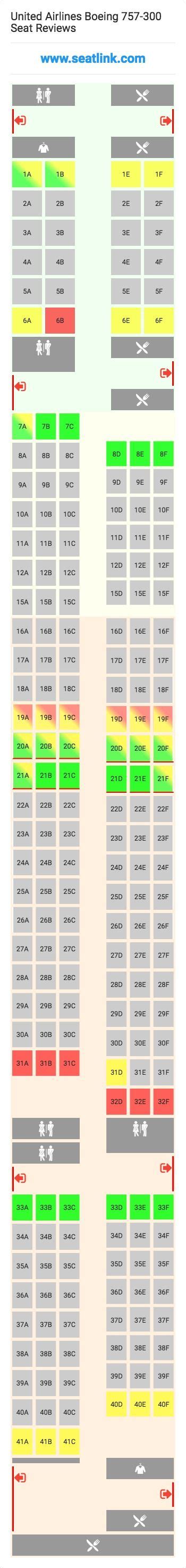 United Airlines Boeing 757-300 (753) Seat Map | United airlines ...