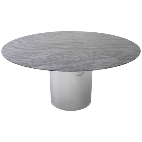 Knoll Dining Table with 60" Round Marble Top at 1stdibs