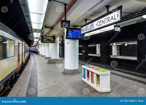 An InterCity Train is Leaving an Empty Platform in Brussels Central ...