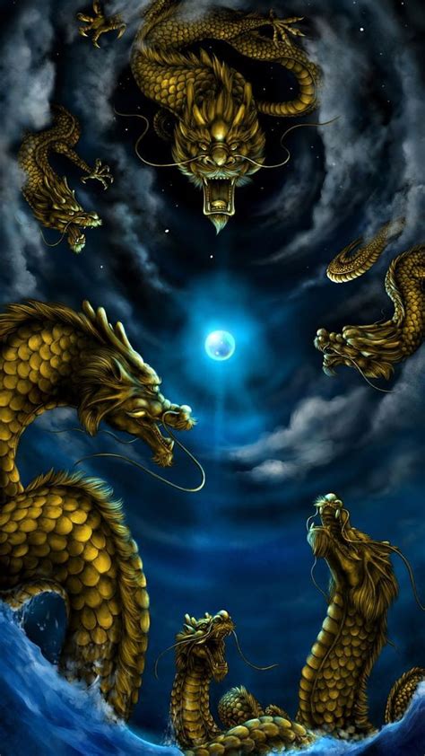 1080P free download | Golden dragons, blue, dragon, dragons, drawings ...