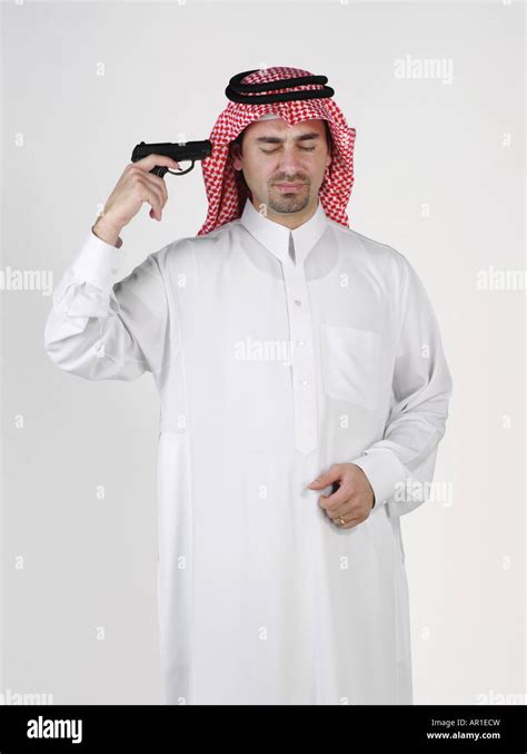 Arab Man attempting suicide Stock Photo - Alamy