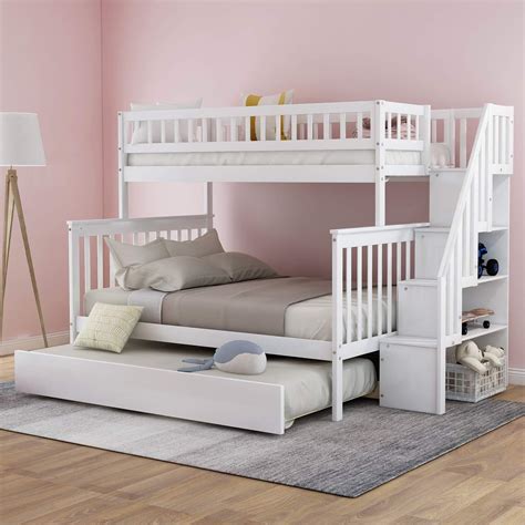 Twin Over Queen Bunk Bed With Trundle For 2020 | LSHAPEDBUNKBED.COM