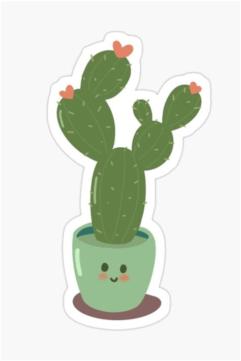 Cute Happy Cactus Sticker | Cactus stickers, Embroidered canvas art, Plant doodle