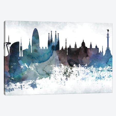 Barcelona Skyline Art Print by WallDecorAddict | iCanvas