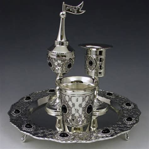 Havdalah Set with Stones Silver Plated