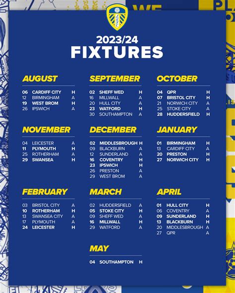 Leeds United on Twitter: "📅 Your 2023/24 #LUFC Fixtures... https://t.co/lBOcAddz2l" / Twitter