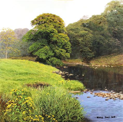 Michael James Smith, Original oil painting on panel, The River Wye 12x12ins, Art Ref:MJSM1080