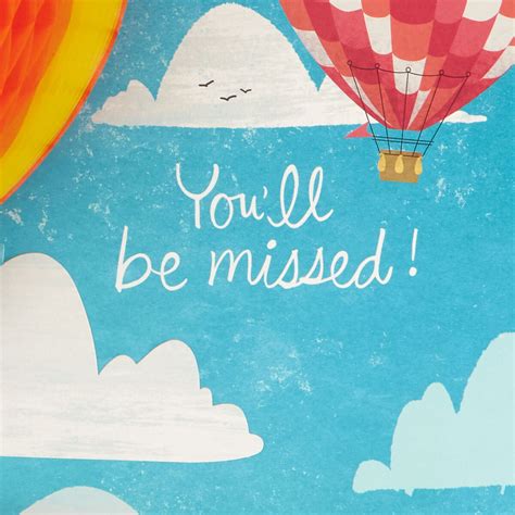 You'll Be Missed Hot Air Balloon Decoration Jumbo Goodbye Card, 16 ...