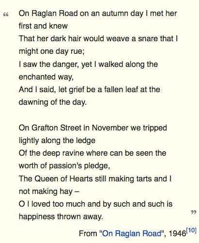 "On Raglan Road" by Patrick Kavanagh https://en.wikipedia.org/wiki/Patrick_Kavanagh | Poems ...