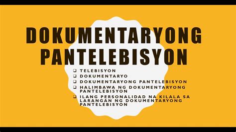 Dokumentaryong Pantelebisyon - YouTube