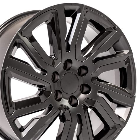 22 Inch Wheel Fits Chevrolet Silverado High Country CV39 22x9 Rim Satin Black with Black ...