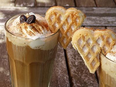 Free photo: iced coffee, ice, ice cream, cream, waffle, heart, glass ...