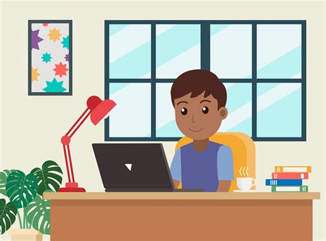 Cartoon African American Man Working at Home 954095 Vector Art at Vecteezy