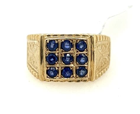 10ct Yellow Gold Blue Sapphire Ring - LuvLuxe | SKU: 22741