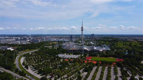 The Beautiful Olympic Park in Munich - Aerial View - MUNICH, GERMANY - JUNE 03, 2021 Stock Image ...