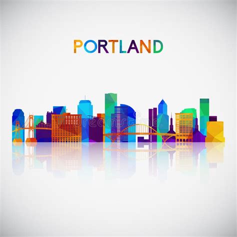 Portland Skyline, Monochrome Silhouette. Stock Vector - Illustration of ...