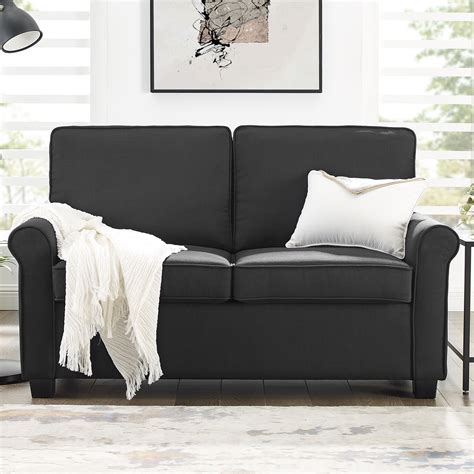 Mainstays Traditional Loveseat Sleeper with Memory Foam Mattress, Black - Walmart.com - Walmart.com