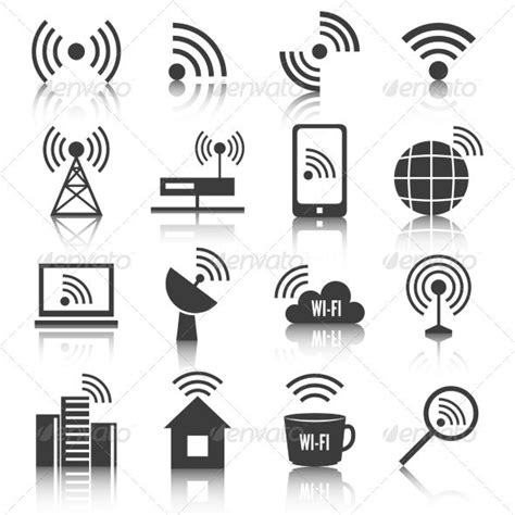 Wireless Communication Network Icons Set | Network icon, Wifi icon, Communication icon