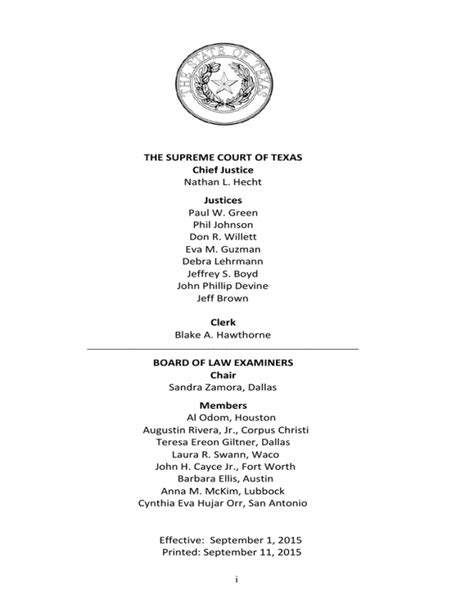 THE SUPREME COURT OF TEXAS Chief Justice Justices