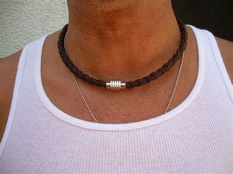 Mens Leather Necklace Mens Necklace Mens Jewelry Stainless - Etsy