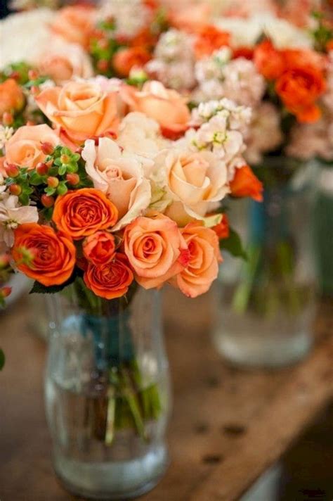 Peach and Orange Rose Bouquets | Orange wedding flowers, Flowers, Wedding flowers