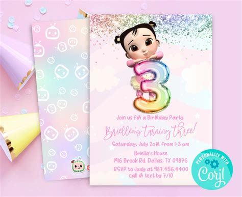 EDITABLE Cece Cocomelon Pastel Birthday Party Invitation - Etsy in 2022 ...