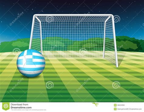 A Soccer Ball at the Field with the Flag of Greece Stock Vector - Illustration of greece ...