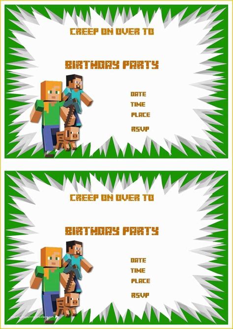 Free Printable Minecraft Birthday Party Invitations Templates Of ...