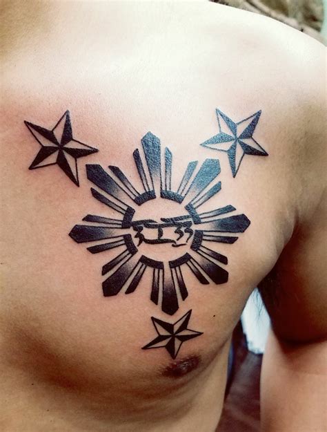 Filipino tattoo meaning: The sun and the stars from the flag itself and ...