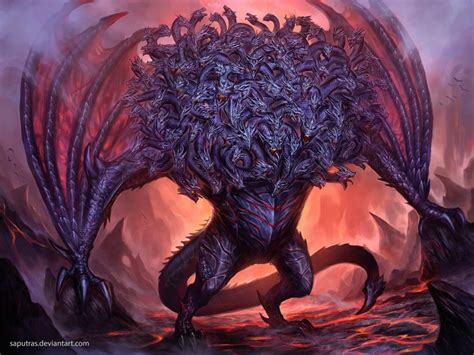 ArtStation - Ladon,The 100 Headed Dragon, yosi saputras | Fantasy monster, Fantasy creatures art ...