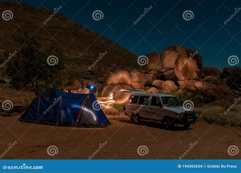 Night Camping Scene at Ranch Koiimasis Editorial Stock Image - Image of ...