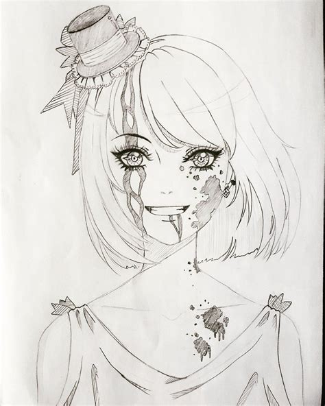 Creepy Anime Girl Drawing