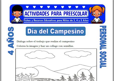 Día del Campesino para Niños de 4 Años | Actividad Preescolar – 2024