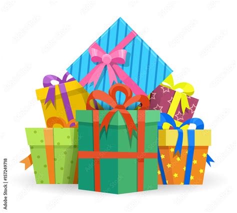 Presents or gifts boxes isolated on white background. Wrapped presents ...