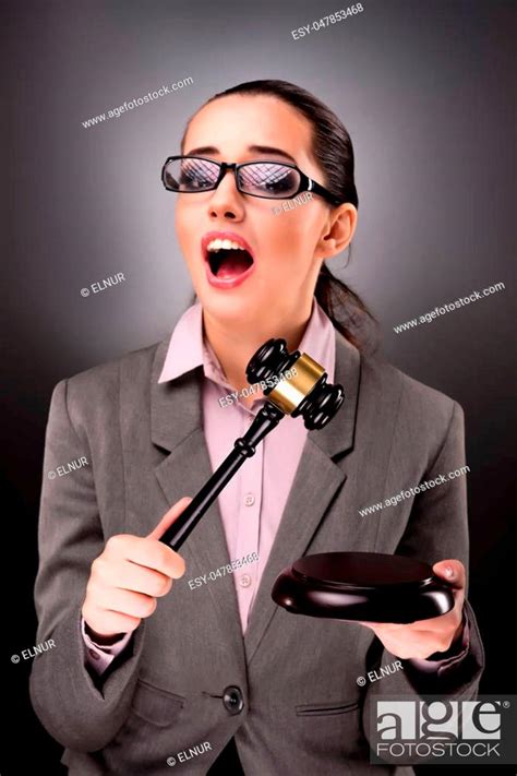 Woman judge with gavel in justice concept, Stock Photo, Picture And Low ...