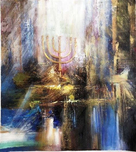 Menorah Contemporary Judaica Art PRINT On Canvas 110X85CM | Etsy