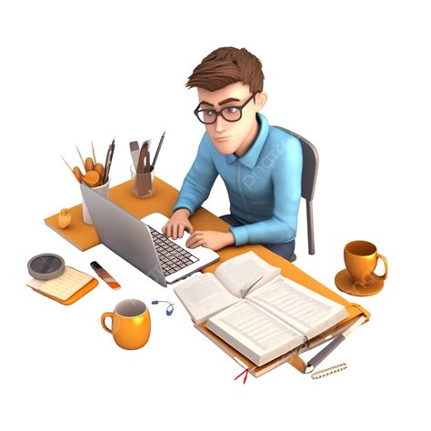 Man Sitting Work Activity 3d Illustrations, Brown, Black, Creative PNG ...