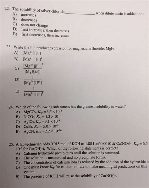 Solved: The Solubility Of Silver Chloride When Dilute Nitr... | Chegg.com