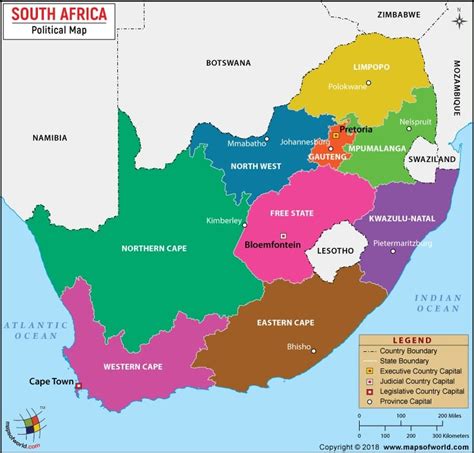 Political Map of South Africa with Provinces and Capitals