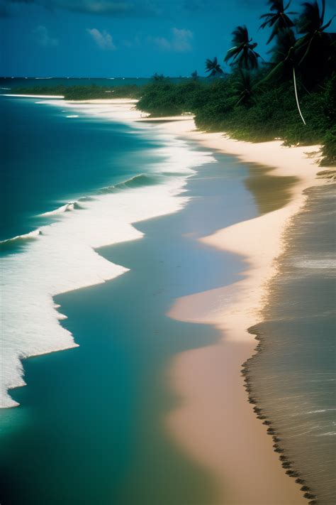 Lexica - Photograph of Georgetown Guyana blue beach taken on Portra 400