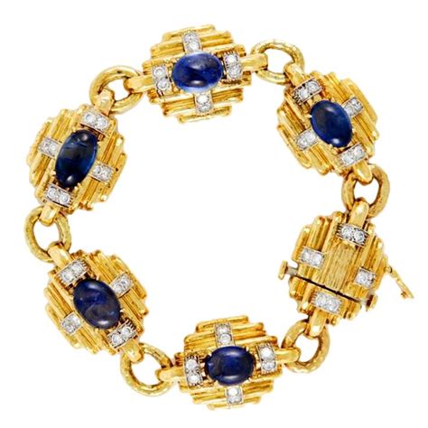 David Webb - Vintage - Bracelet - Or, Saphirs et Diamants - Années 70 ...