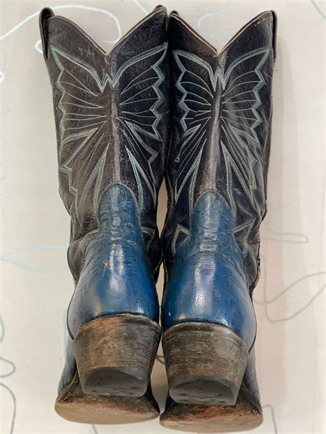 As-is Awesome Blue Leather Cowboy Boots | Boardwalk Vintage