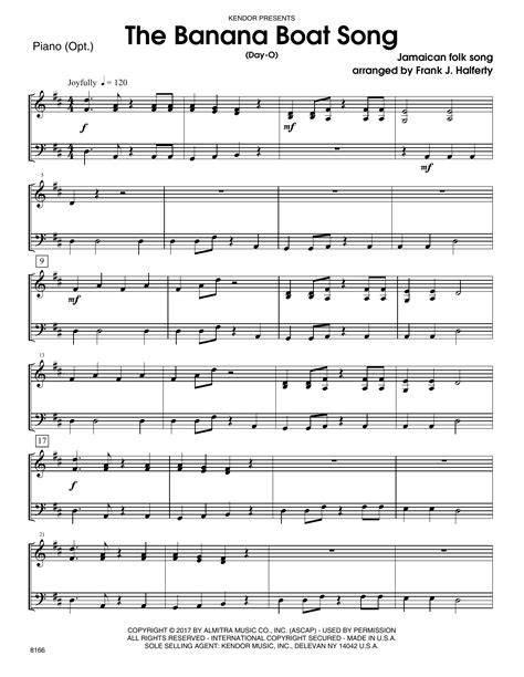 Banana Boat Song, The (Day-O) - Piano Accompaniment - Sheet Music at ...