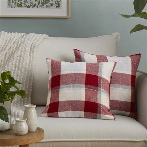 SoHome Jaquard Plaid Throw Pillow Covers 18x18, Decorative Couch Pillow ...