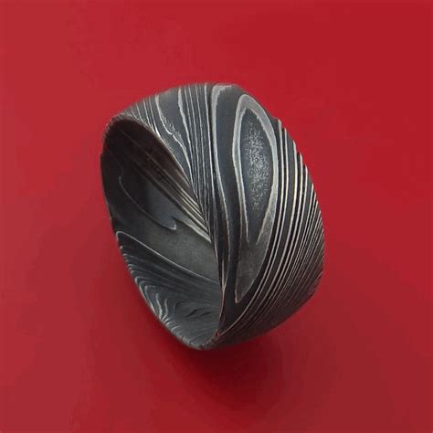 Wide Kuro Damascus Steel Ring Custom Made Band | Damascus steel ring ...
