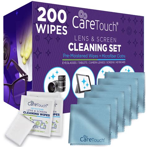 Care Touch Lens Cleaning Wipes with Microfiber Cloths | 200 Lens ...