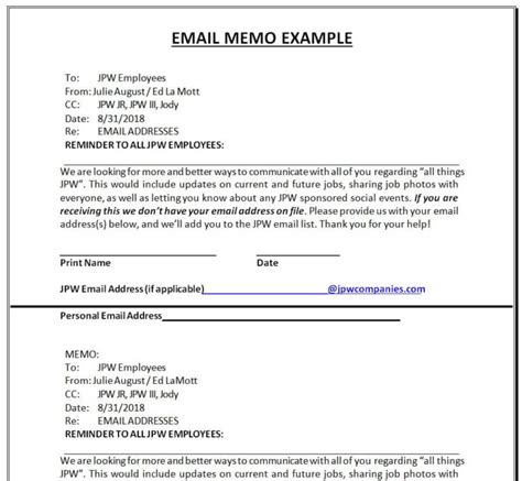 8+ Professional Email Memo Templates & Tips for Writing One - Day To ...