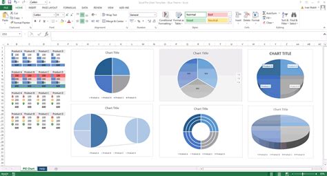 Excel Template – Blue Pie Charts