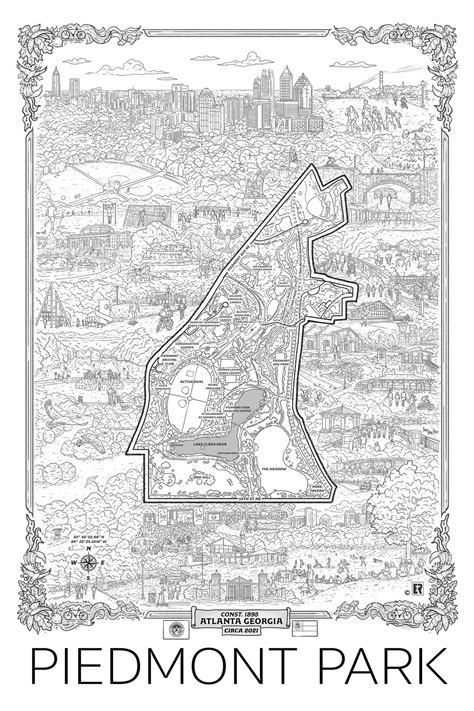 Piedmont Park Map | Etsy