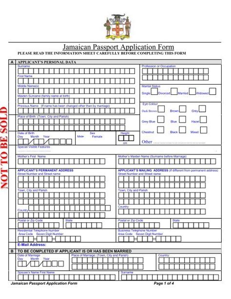 Jamaica Passport Application Form